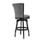 Armen Living Raleigh 26" Counter Height Swivel Barstool in Black Finish and Gray Faux Leather LCRABASIBLGR26 - alternate 2